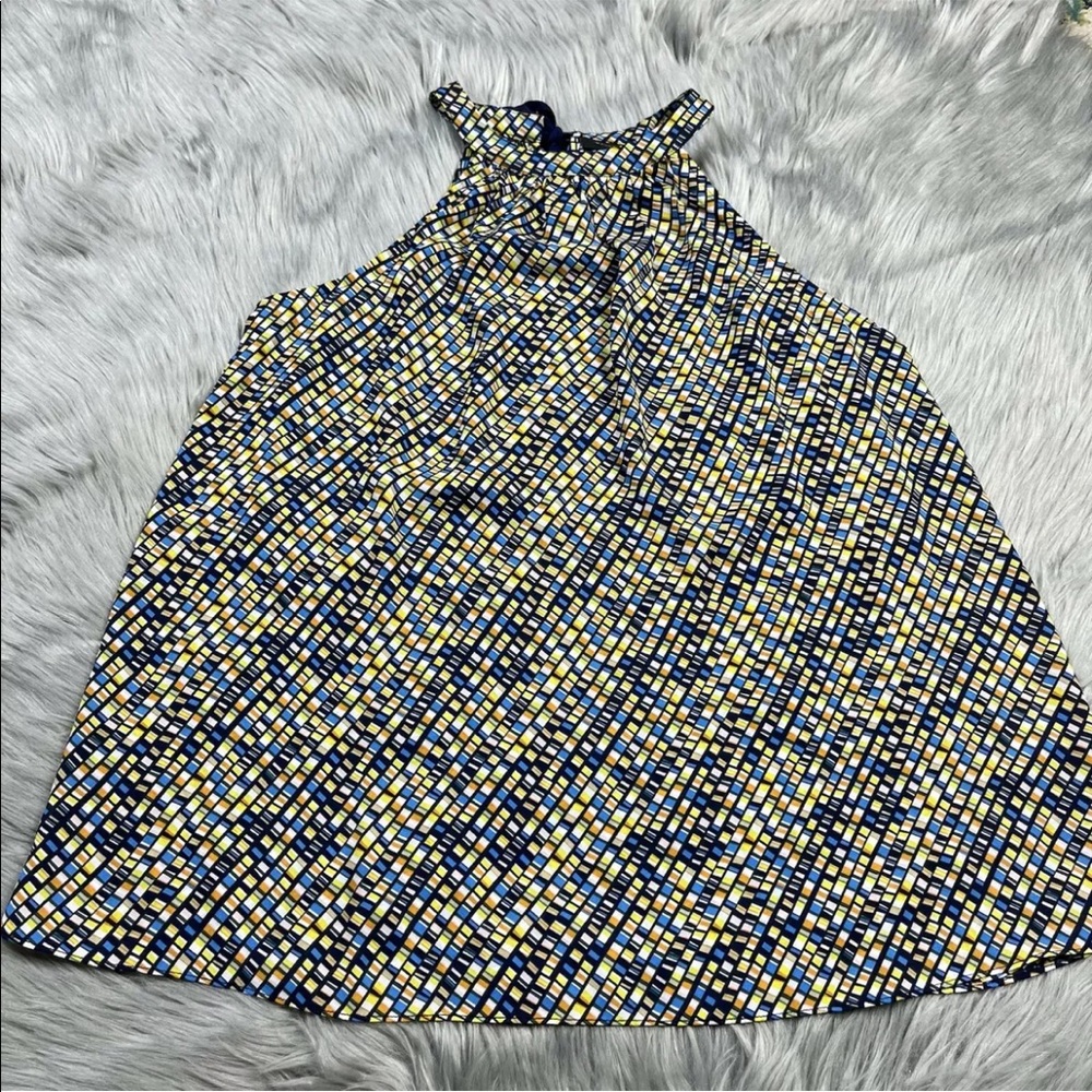 Halogen Navy Multicolored Tie Back Neck Tank Size Small
